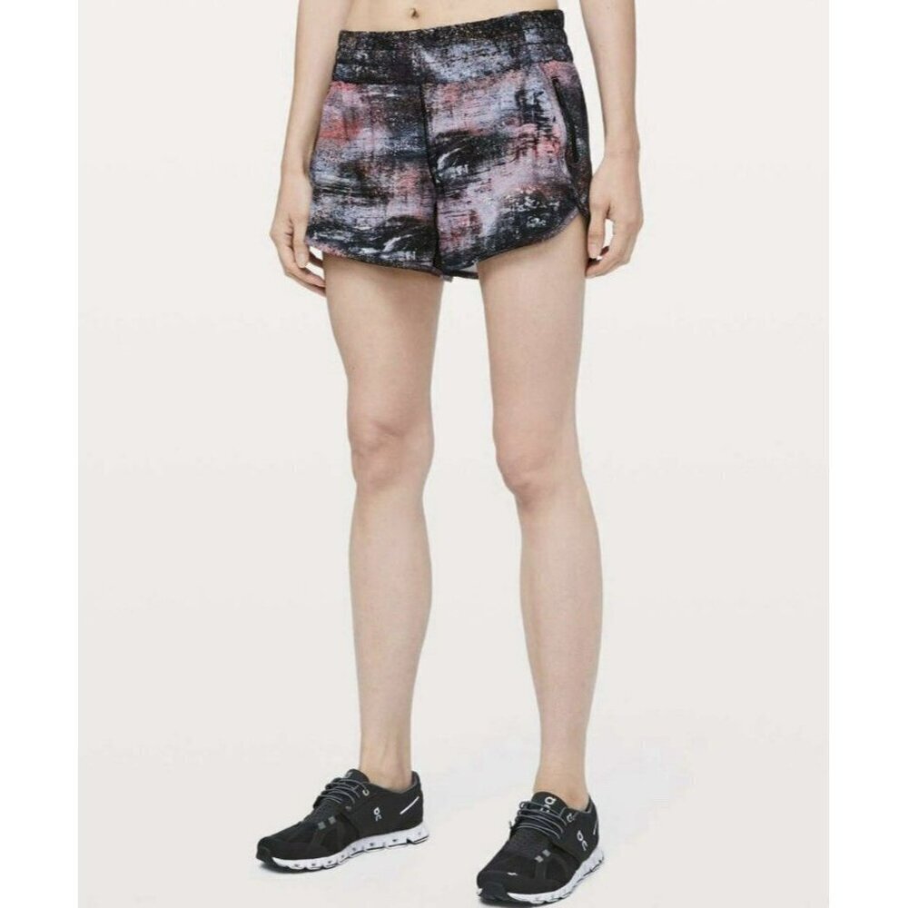Lululemon Tracker Short V *4" Azurite Poppy Coral Multi Size 8 EUC